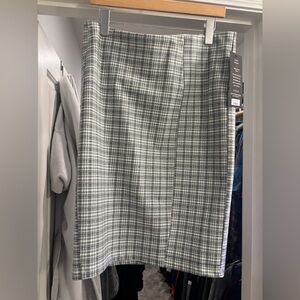 Liverpool Blue and Grey Plaid Pencil Skirt